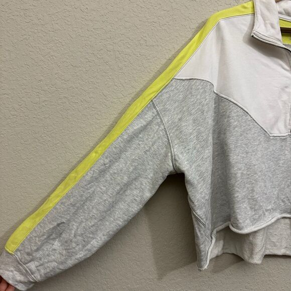 FREE PEOPLE Split Second Sweatshirt Colorblock 1/2 Zip Pullover Cropped - Picture 7 of 12